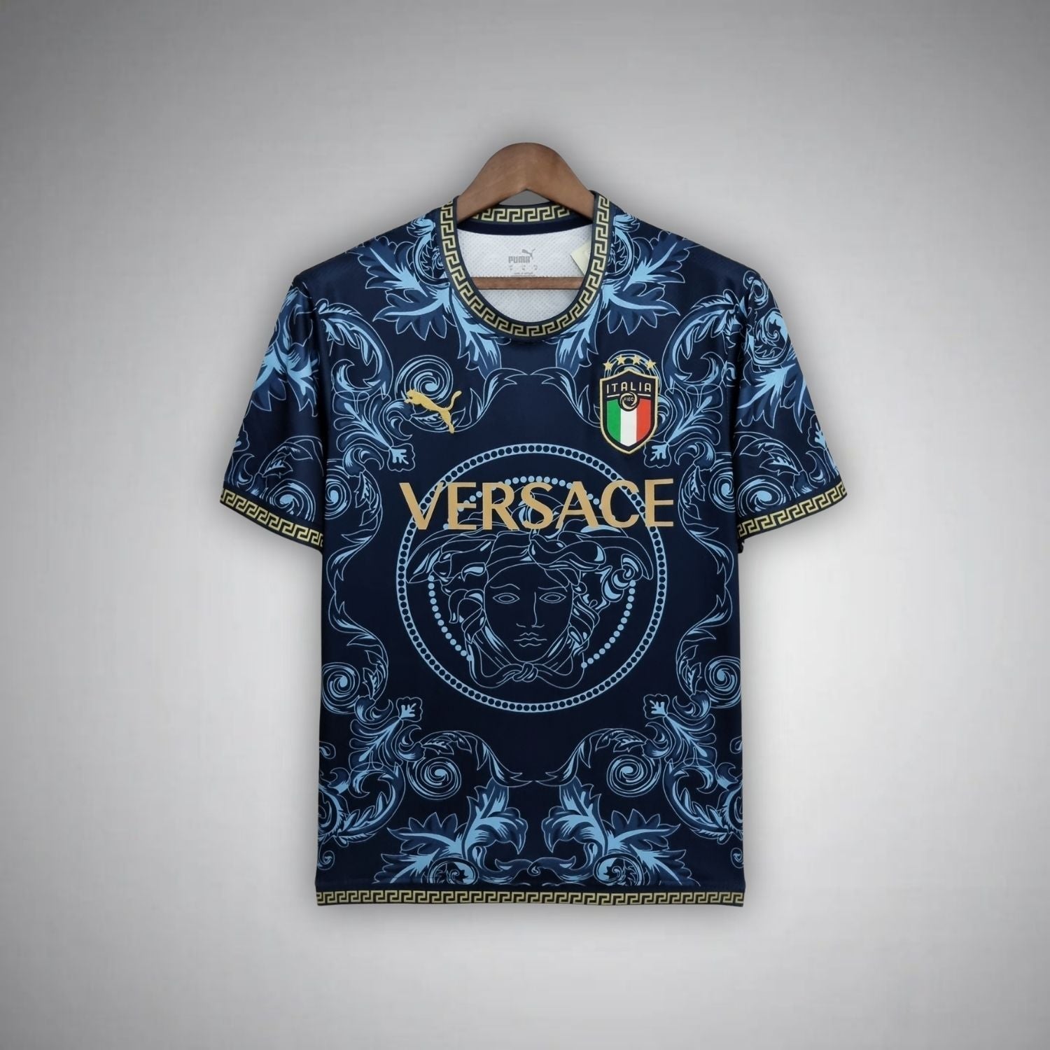 Italy "Versace" Premium Dark Blue Kit from FootballPrestige.com - Premium Football Kits