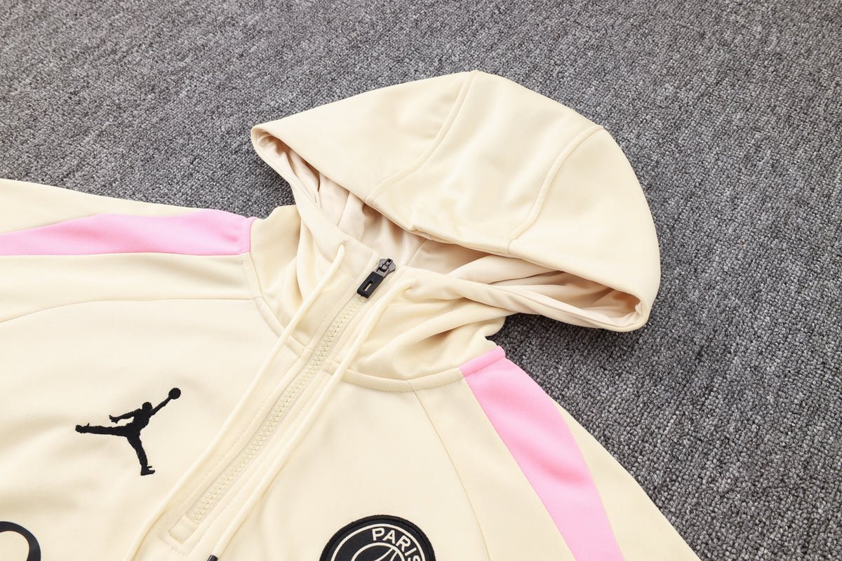 PSG Beige and Black Premium Tracksuit from FootballPrestige.com - Premium Football Kits