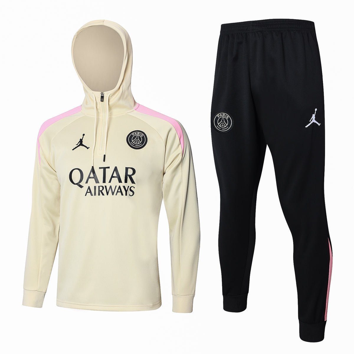 PSG Beige and Black Premium Tracksuit from FootballPrestige.com - Premium Football Kits