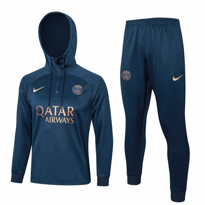 PSG Dark Blue and Gold Premium Tracksuit from FootballPrestige.com - Premium Football Kits