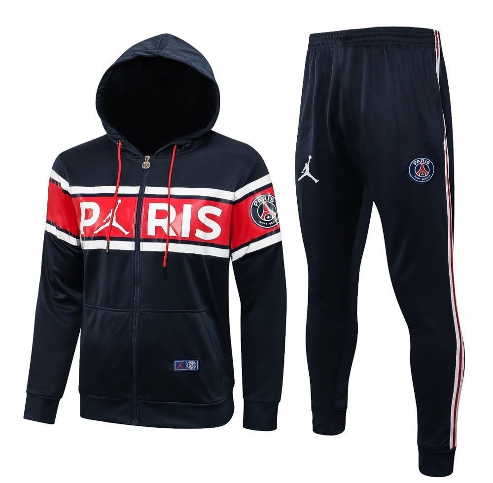 PSG Dark Blue and Red Premium Tracksuit from FootballPrestige.com - Premium Football Kits