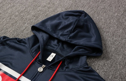 PSG Dark Blue and Red Premium Tracksuit from FootballPrestige.com - Premium Football Kits