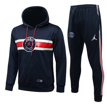 PSG Dark Blue and Red x White Premium Tracksuit from FootballPrestige.com - Premium Football Kits