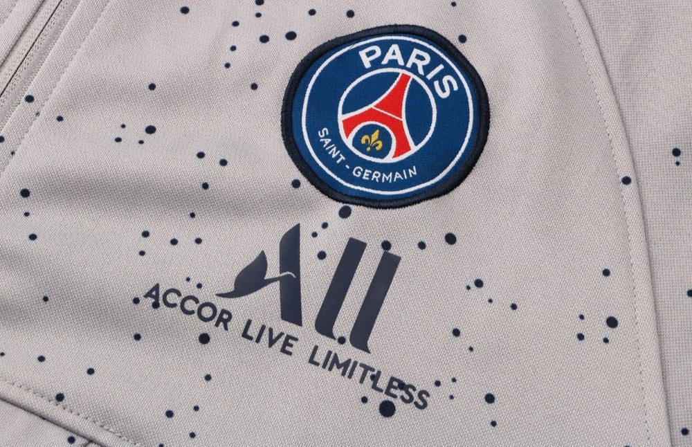 PSG Dark Gray and Blue Premium Tracksuit from FootballPrestige.com - Premium Football Kits