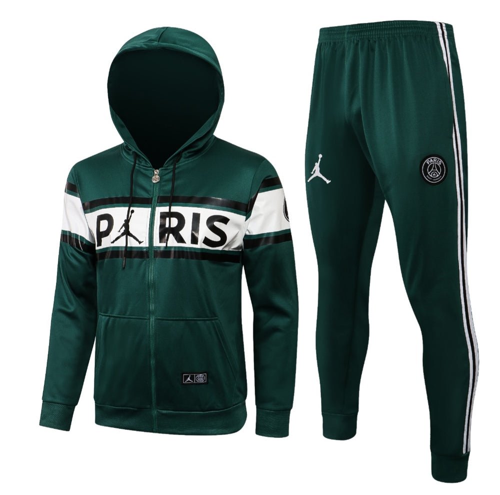 PSG Dark Green and White Premium Tracksuit from FootballPrestige.com - Premium Football Kits