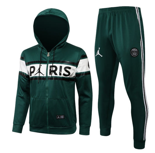 PSG Dark Green and White Premium Tracksuit from FootballPrestige.com - Premium Football Kits