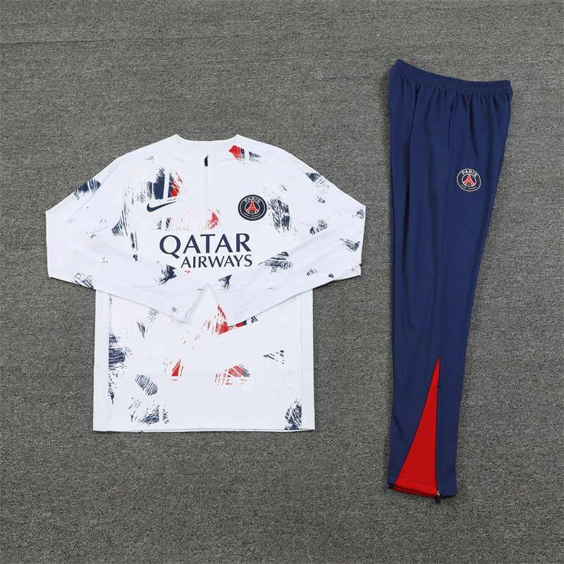 PSG "Parisian Frost" White Premium Tracksuit from FootballPrestige.com - Premium Football Kits