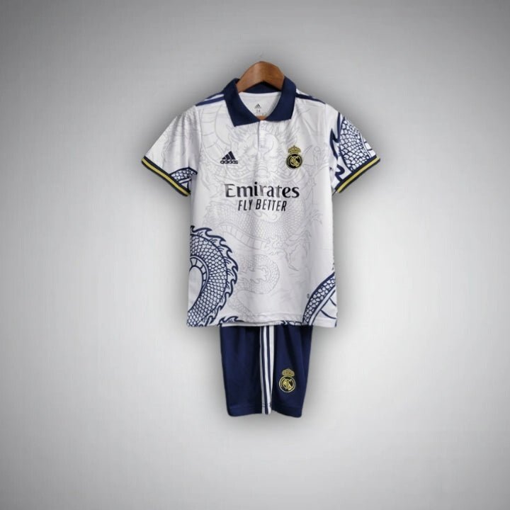 Real Madrid Dragon Blanco Premium Kids Size Kit from FootballPrestige.com - Premium Football Kits