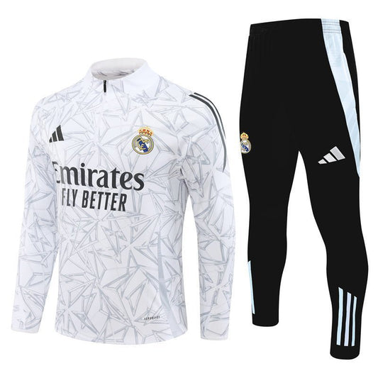 Real Madrid "White Armor" Premium Kids Size Tracksuit from FootballPrestige.com - Premium Football Kits