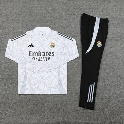 Real Madrid "White Armor" Premium Kids Size Tracksuit from FootballPrestige.com - Premium Football Kits